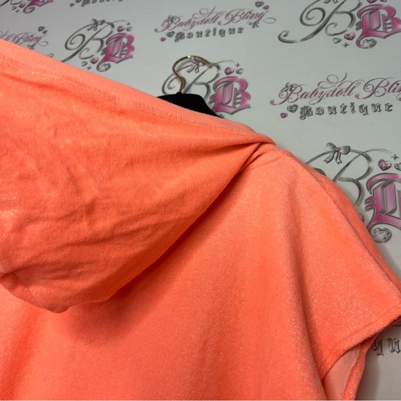 Sparkly terry cloth towel dress coverup beach swimming orange glitter bling y2k - Picture 6 of 7